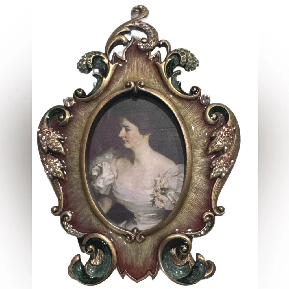 JAY STRONGWATER VICTORIANA YVONE FRAME.  HAND PAINTED ENAMEL& SWAROVSKI CRYSTALS